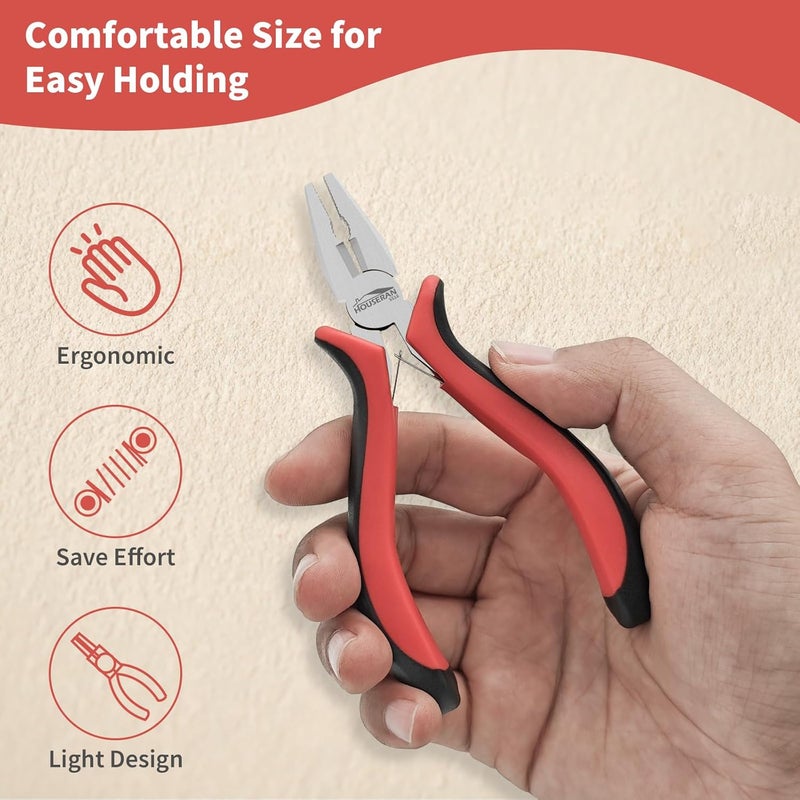 HOUSERAN Mini Linemans Pliers 5"-5 Pack Combination Plier with Side Cutter, Lineman Pliers Electrical for Jewelry Making, DIY, Craft, Model - Image 3